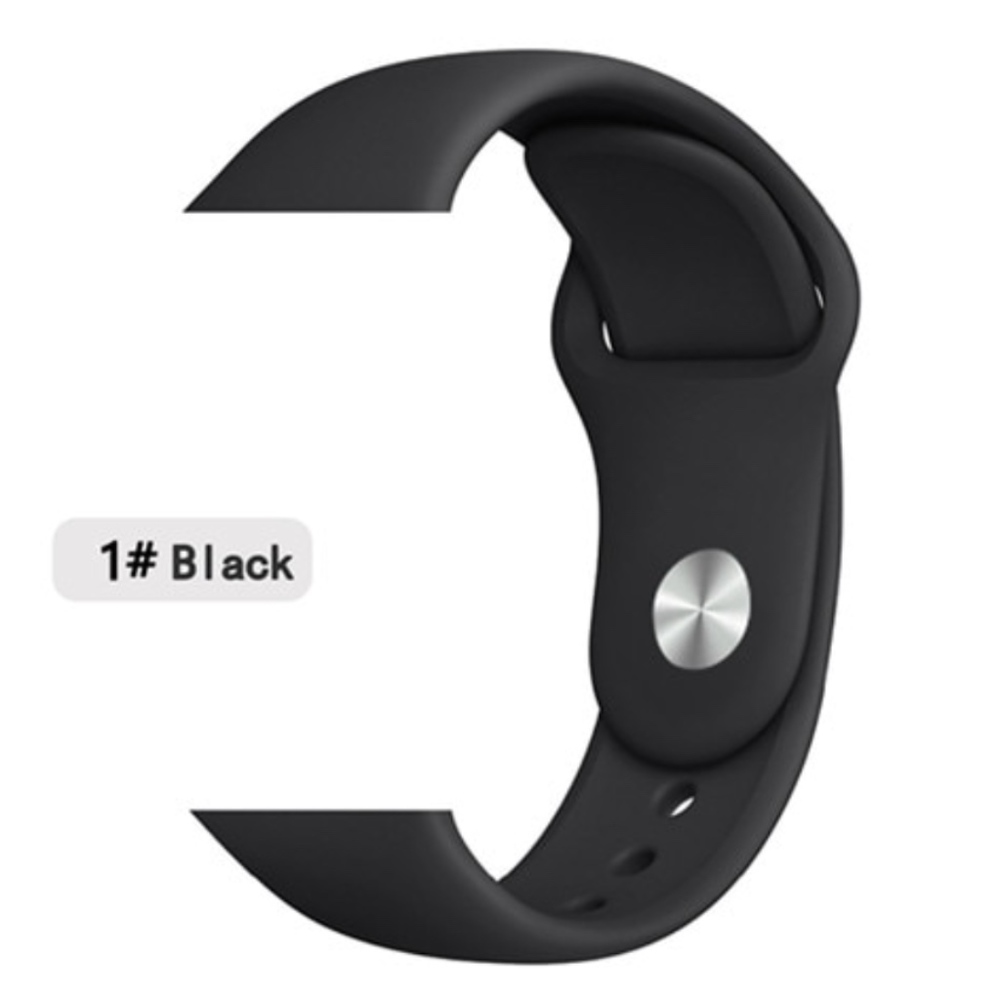NEW 64 COLORS: Silicone Apple Watch Band - BLACK